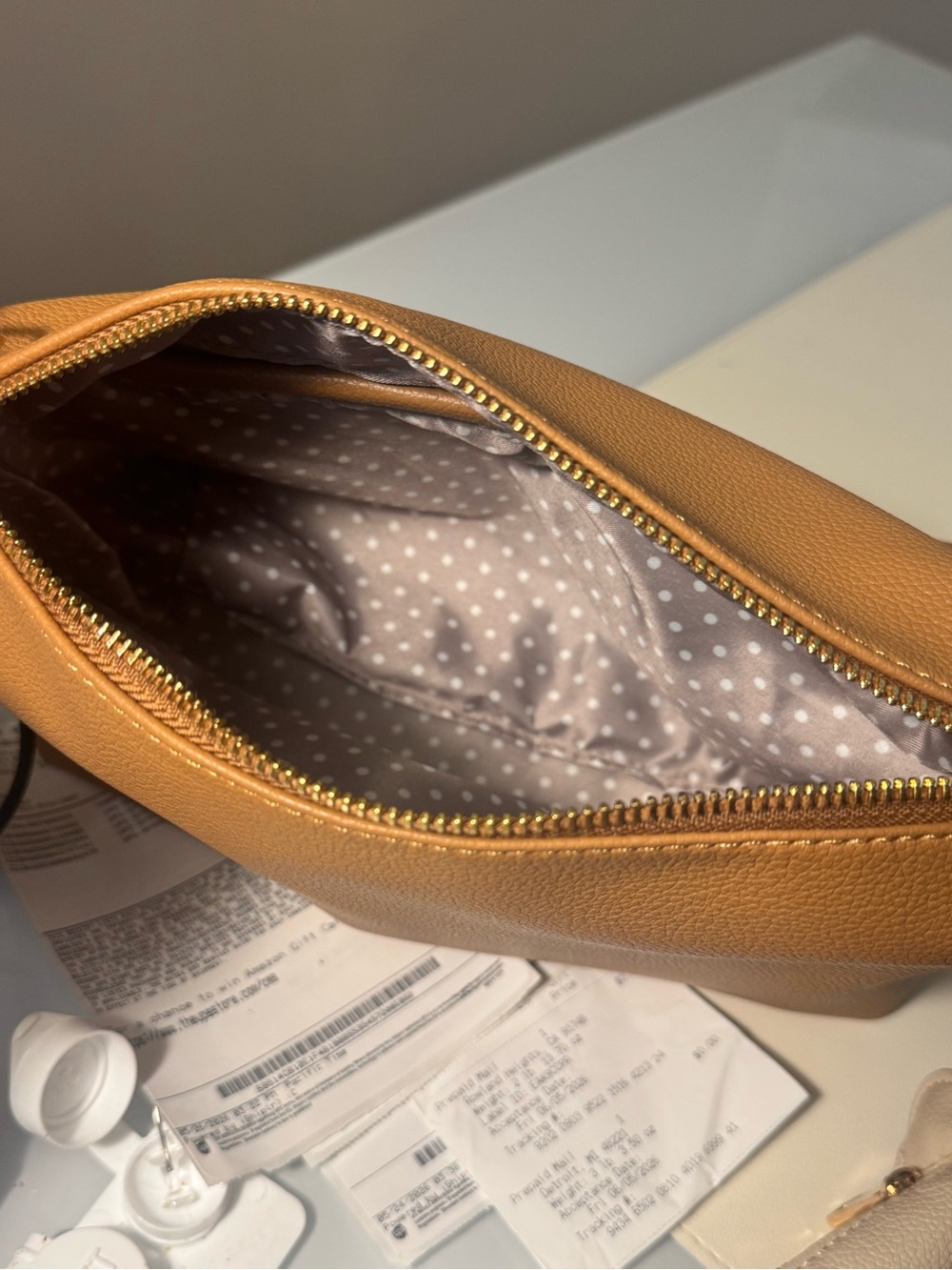 Everyday vegan Leather Cosmetic/trinket Pouch - Tan - Picture 7 of 7